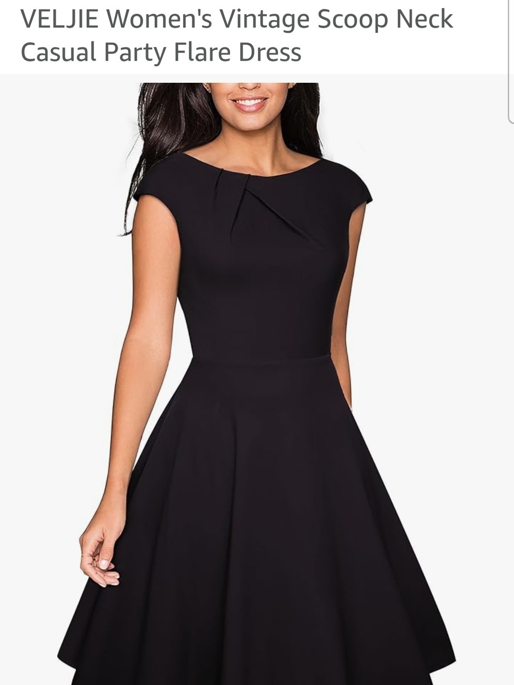 Women's Black Vintage Scoop Neck Flare Dress Size 4